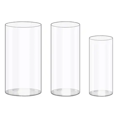 3er-Set transparente Acryl-Blumenvase, bruchsichere Kunststoff-Zylindervase für Blumenarrangements, Hochzeitsdekorationen, DIY