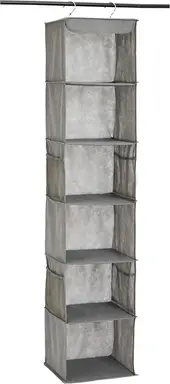 ANQI 6-Tier Hanging Closet Shelf Organizer With Pockets, 8.5" D x 12" W x 9" H, Grey
