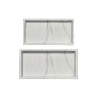 JORDAN&JUDY 2-Pack White Marble Pattern Silicone Tray, Elegant & Stylish