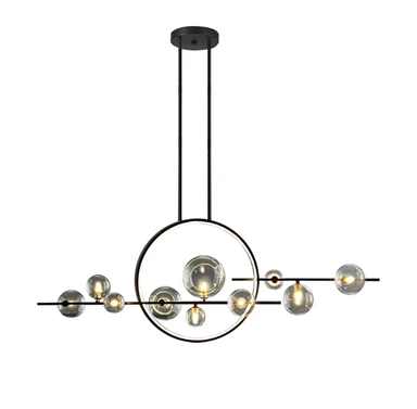 Homary Modern Linear 10-Light Black Island Pendant Light for Kitchen & Dining Room