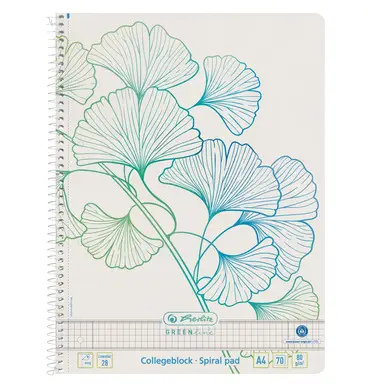 Herlitz Spiralblock A4 70 blatt GREENline Ginkgo Linatur 28