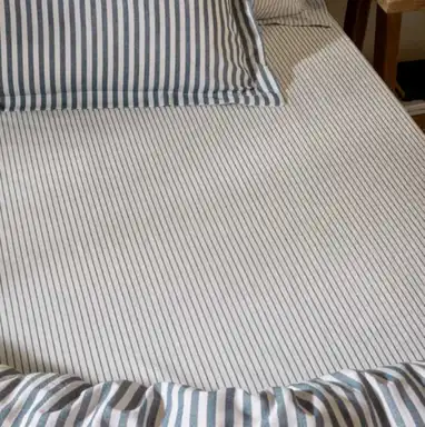 Yard Fitted Sheet Hebden Narrow Stripe 100% Cotton Navy Double