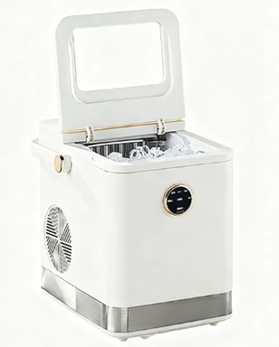 KASJ Q1 Eismaschine - Eis in 6 Min - 1,5L Wassertank - Wahlweise Groß-/Kleineis - 120 Eiswürfel Kapazität - UV-Desinfektion - Selbstreinigung - 15 kg/24h