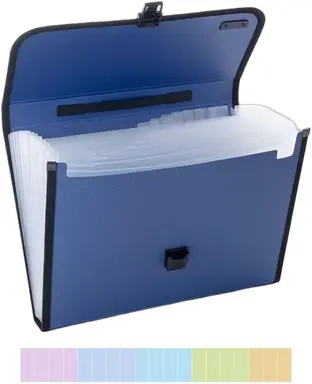 M&G Expanding File Folder, 12 Pocket Accordion File Organizer with Labels, A4 Letter Size Document Organizer, Waterproof Portable Folder for Business, School, and Office, Blue
