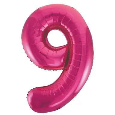 Unique Party Giant Number 9 Balloon, Pink, 86cm