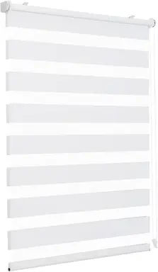 Store Double Roulis Seykey, Fixation par Clip, Sans Perforation pour Fenêtres, Double Store Roulis de 35 cm de Large, Protection Solaire Double Roulis, 35x100cm, Blanc