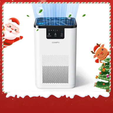 CONOPU Luftreiniger mit 3-Schicht-Filtration, 70m³/h CADR, zwei Geschwindigkeitsmodi, Aromatherapie-Fach, energiesparend, entfernt Staub, Rauch, Pollen und Tierhaare.
