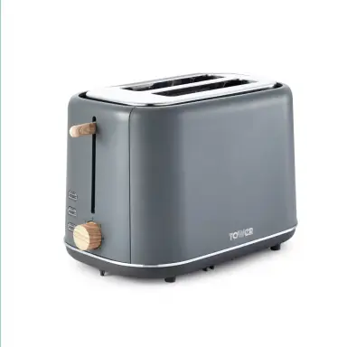 Tower T20027G  Scandi 2 Slice Toaster with Adjustable Browning Control, Centring Function, 800W, Grey