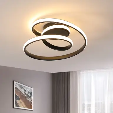 Goeco Moderne LED-Deckenleuchte 36W 4000LM Ø30CM Kreative Spirale Schwarz 3000K Warmweiß für Schlafzimmer Wohnzimmer Küche