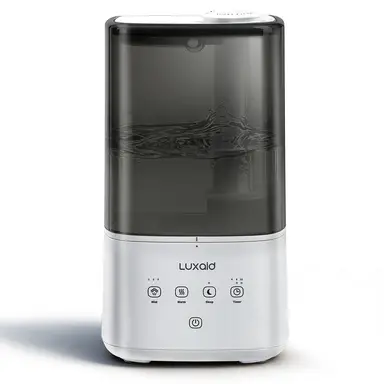 Luxaid 6L Cool and Warm Mist Humidifier for Home, Top-Fill Water Tank, Touch Control, 12H Timer, 360° Mist Nozzle, Aromatherapy for Bedroom