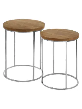 Interiors by Premier Side Tables Agra Round Mango Wood/Iron 2pcs