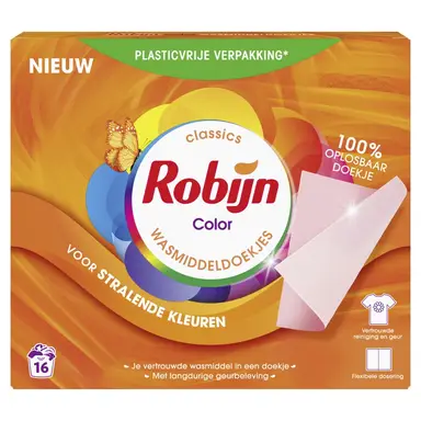 Robijn Classics Wasmiddeldoekjes Color 16 wasstrips