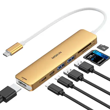 Mokin USB C to HDMI+USB C3.0+2USB A 3.0+SD/TF+PD