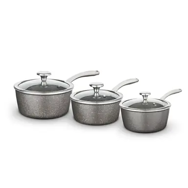 Tower Cerastone Pro Forged Aluminium 3 Piece Saucepan Set with Non-Stick Coating - Graphite