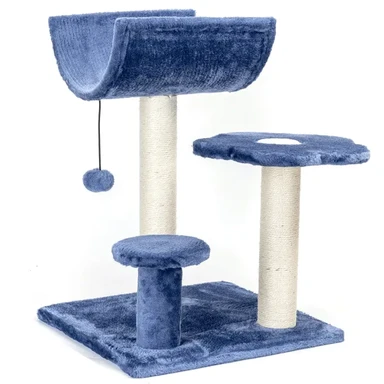 NOBLEZA Blumenförmiger dreischichtiger Kratzbaum für Katzen, Dunkelblau, 51x46,5x50,5cm, 1 Stück