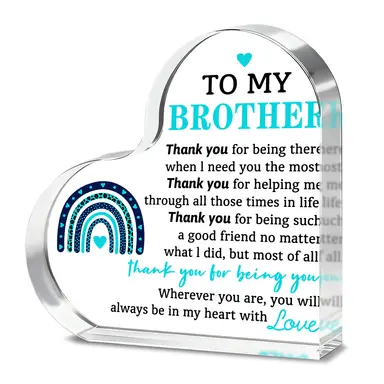 Alphynix 1pc To My Brother Heart Plaque, "Thank You For Being There When I Need You The Most" Acrylic Gift with Rainbow Pattern, Emotional Appreciation Present for Brother from Sibling
