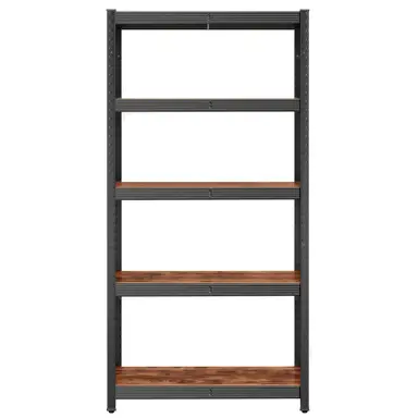SONGMICSHOME  5-Tier Shelving Unit, Steel Shelving Unit for Storage, Load Capacity 650 kg, 30 x 75 x 150 cm, Brown and Black