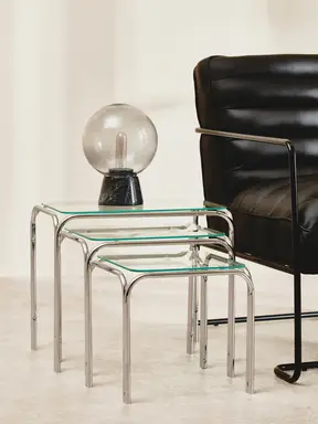 Maison by Premier Side Tables Nested Glass/Iron 3pcs