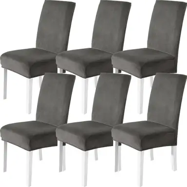 YSTYLE Dining Chair Covers Seat, Chair Slipcover for Dining Room, 6 Pieces, YHR, Grey