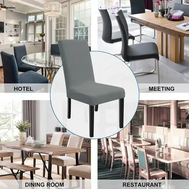 YSTYLE Esszimmerstuhlhüllen, Sitzhüllen für Esszimmerstühle, 6 Stück, JZW, Hellgrau