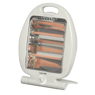 Warmlite 800W Folding Quartz Heater, 2 Heat Settings, Carry Handle, Wide Angle Heat Reflector, Foldable Design - White, WL42006