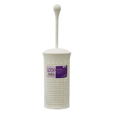 JVL Knit Design Loop Plastic Toilet Brush and Holder – Ivory