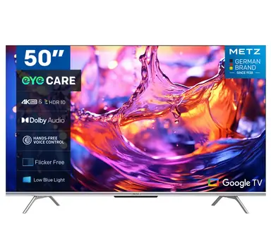 Metz Smart TV 50 pouces 4K UHD, MUD7000Z Google TV, HDR10 & HLG, Dolby Audio & DTS Studio Sound, Chromecast, Commande vocale, Google Assistant, DVB-T/-T2/-C/-S/-S2/Analogique, CI+ Tuner