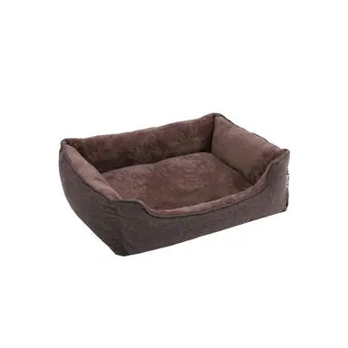 Feandrea Hundebett, Haustierbett, Hundesofa mit abnehmbarem waschbarem Bezug, für mittelgroße Hunde, 90 x 75 x 25 cm, Braun