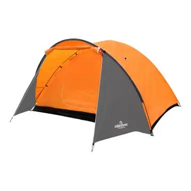 Milestone Camping Dome Tent Super 4 Person Water Resistant Orange/Grey