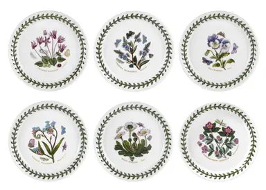 Portmeirion Botanic Garden Bread Plates Mixed Designs Set of 6