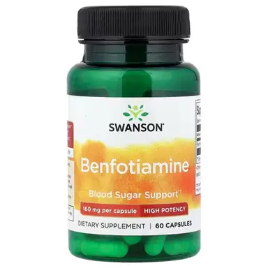 Swanson Benfotiamine Vitamin B1 160mg Daily Wellness Support Capsules - 60 Capsules