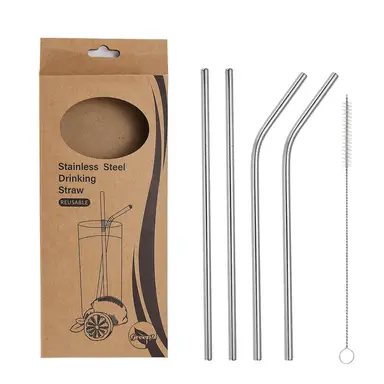 Huacan outdoor Stainless Steel Straw Set Coffee Beverage Gift Set 5-piece Set
