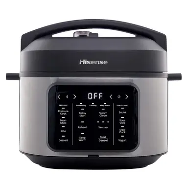 Hisense 6L Multicooker - Black, 10 Programmes, Pressure Cooker, Slow Cooker, Rice Cooker, Food Steamer, Stainless Steel, MC6SBUK