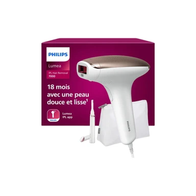Philips Lumea Series 7000 BRI921/00 Épilateur à lumière pulsée avec capteur de teinte de peau, flashs rapides, embouts corps et visage, épilation semi définitive à domicile
