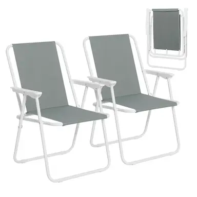 Woltu Campingstuhl, 2er-Set, ultraleichter Angelstuhl mit Armlehnen für Picknick, Outdoor, Wandern, Garten, Balkon, dunkelgrau