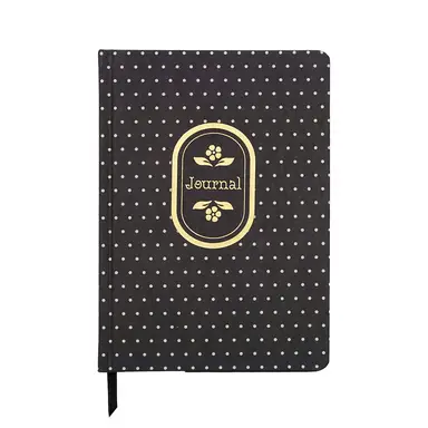 Jubiluu A5 Elegant Fabric Hardcover Lined Notebook - 96 Sheets (100g offset paper), Bookmark & Elastic Band - Classic Cream Ruled Journal for Writing, School, Office, and Gifts-Navy Dots