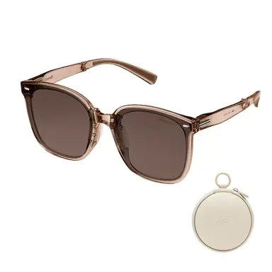 Beneunder FD421, Oversized Foldable Sunglasses, UV400 & Anti-Glare Lenses, Lightweight Blush Frame for Driving/Travel, Tea-Brown