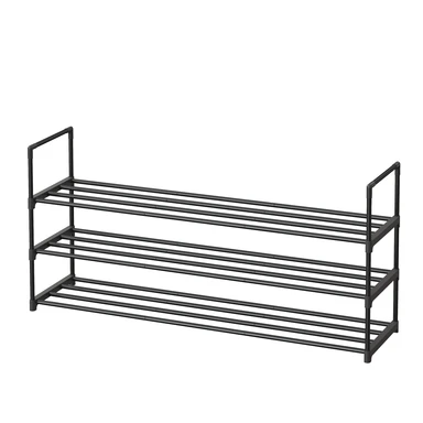 JOYFURNOS Schoenenrek, 3-laags schoenenopberger, Metalen schoenenrek, Voor maximaal 18 paar schoenen, Stapelbare schoentoren voor kledingkast, entree, zwart