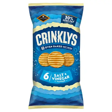 Jacob's Crinklys Salt & Vinegar Snacks Multipack 6 X 23g