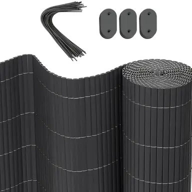 WOLTU PVC Sichtschutz für Garten 300x100 cm, UV-beständige Wetterfeste Trennwand, Schutz für Garten, Balkon, Terrasse, Grau