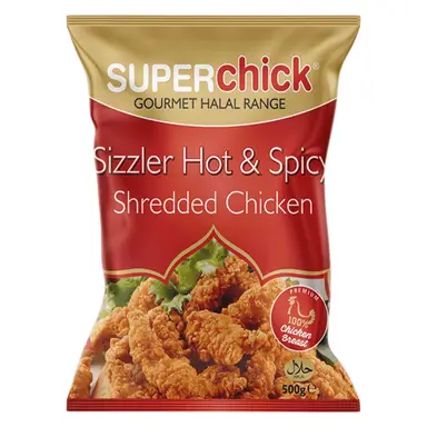 SUPERchick Shredded Chicken - Hot & Spicy Sizzler 500g