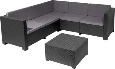 Sp-Berner Oasis Graphite outdoor meubelset – 3-delig tuinlounge-inlegset inclusief opbergoplossing van duurzaam gerecycled kunststof, gemaakt in Spanje