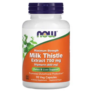 NOW Foods Milk Thistle Extract, 750mg Maximum Strength - 90 Vegan Capsules
