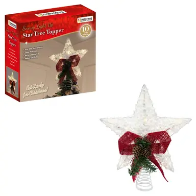 Christmas Workshop White Cotton Thread  Metal Frame Star Tree Topper