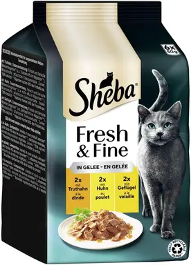 SHEBA Fresh & Fine mit Truthahn und Huhn in Gelee 6 x 50g