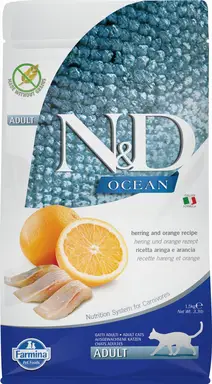 Farmina N&D Ocean pour chat 1,5 kg - Recette hareng et orange