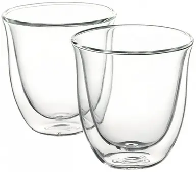 DeLonghi DLSC311 Cappuccino-Set aus Thermoglas, doppelwandig, transparent, 2 Stück (1 Packung)