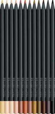 Faber-Castell Black Edition Colour Pencils, Skintone Colours, Box of 12 Ergonomic Triangular Shape 