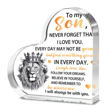 Alphynix 1pc Daily Inspiration Plaque, "FIND SOMETHING GOOD IN EVERY DAY" Acrylic Gift with Crowned Lion Motif, Uplifting Message for Son