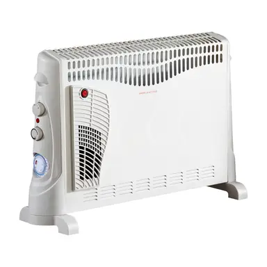 Daewoo 2000W Convector Heater – 3 Heat Settings (750 W/1250 W/2000 W), Adjustable Thermostat & Timer, Overheat Protection – White
